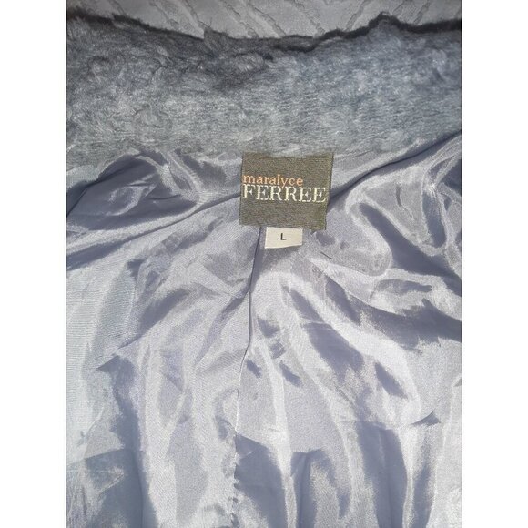 MARALYCE FERREE Vintage Button Up Coat Gray Swiss Dot Size Large Made in USA - Picture 7 of 8